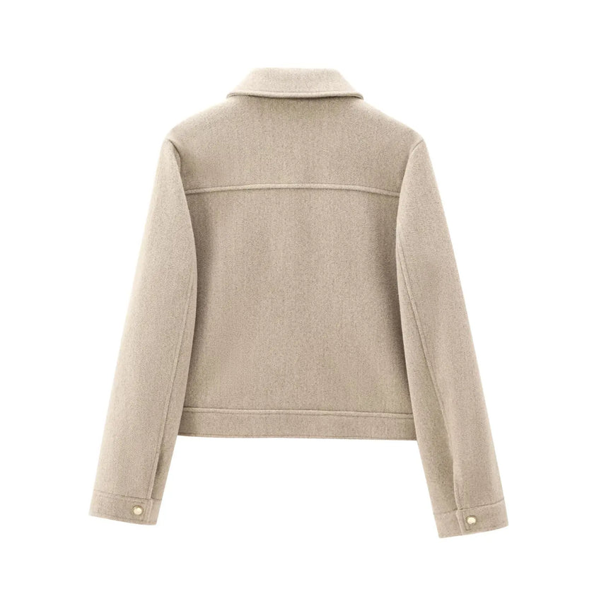 Emily | Zippered Wool Bomber Jacket - Chic & Cozy