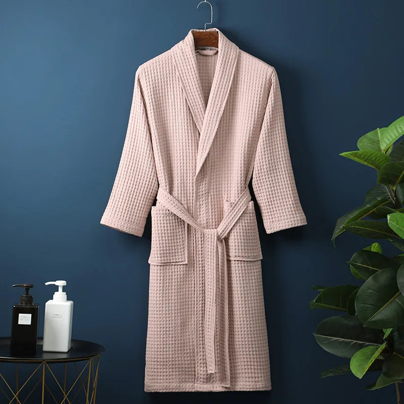 Sarah | Spring Waffle Knit Lounge Robe - Soft, Lightweight Comfort