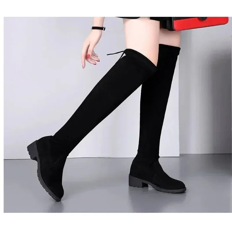 Danielle | Thigh-High Boots with Bold Block Heels