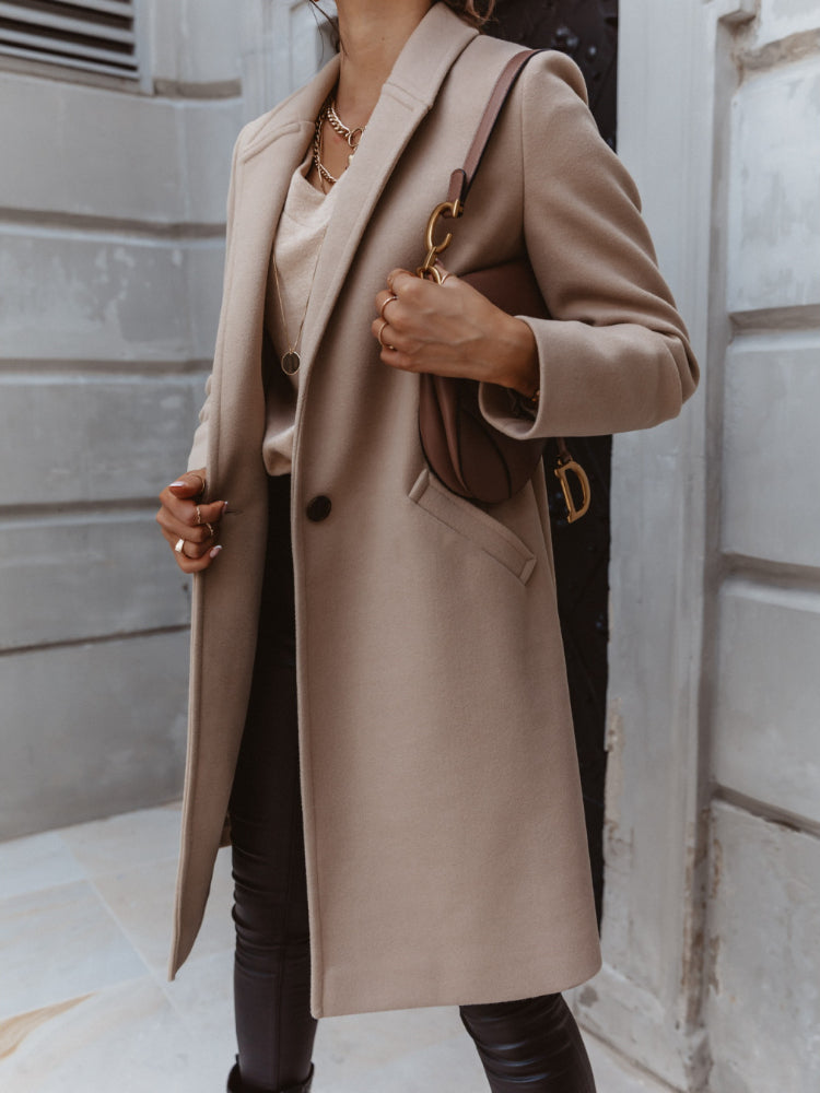 Alexis | Chic Double-Breasted Long Coat – Trendy, Modern Outerwear