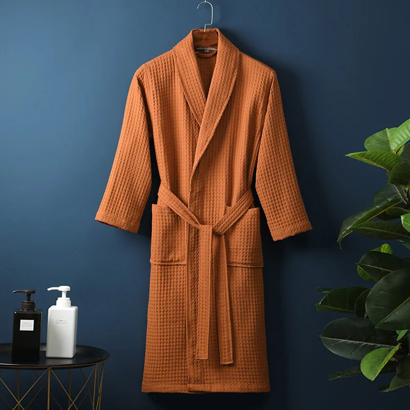 Sarah | Spring Waffle Knit Lounge Robe - Soft, Lightweight Comfort