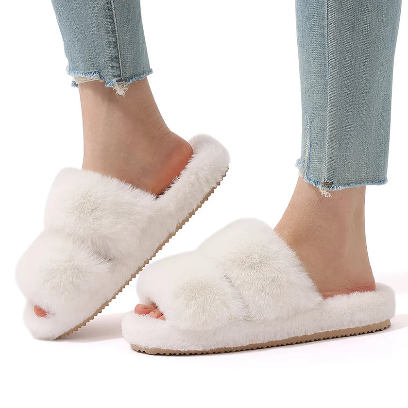 Daisy | Plush Faux-Fur Slide Slippers — Cozy Indoor Comfort for Home