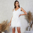 Kimberly | Elegant Cocktail Dress with Feathery Fringe