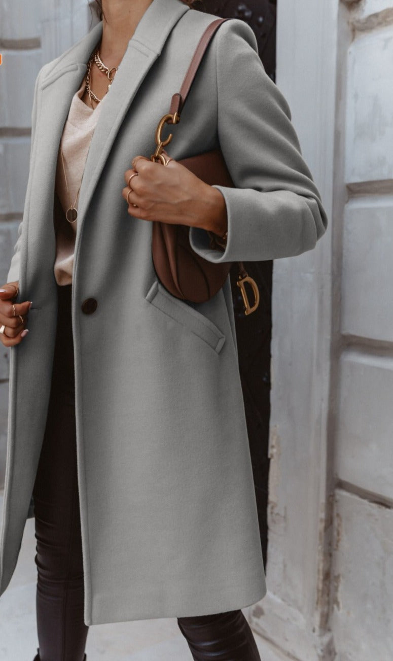Alexis | Chic Double-Breasted Long Coat – Trendy, Modern Outerwear