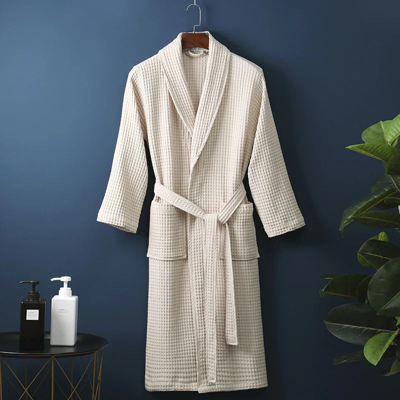 Sarah | Spring Waffle Knit Lounge Robe - Soft, Lightweight Comfort