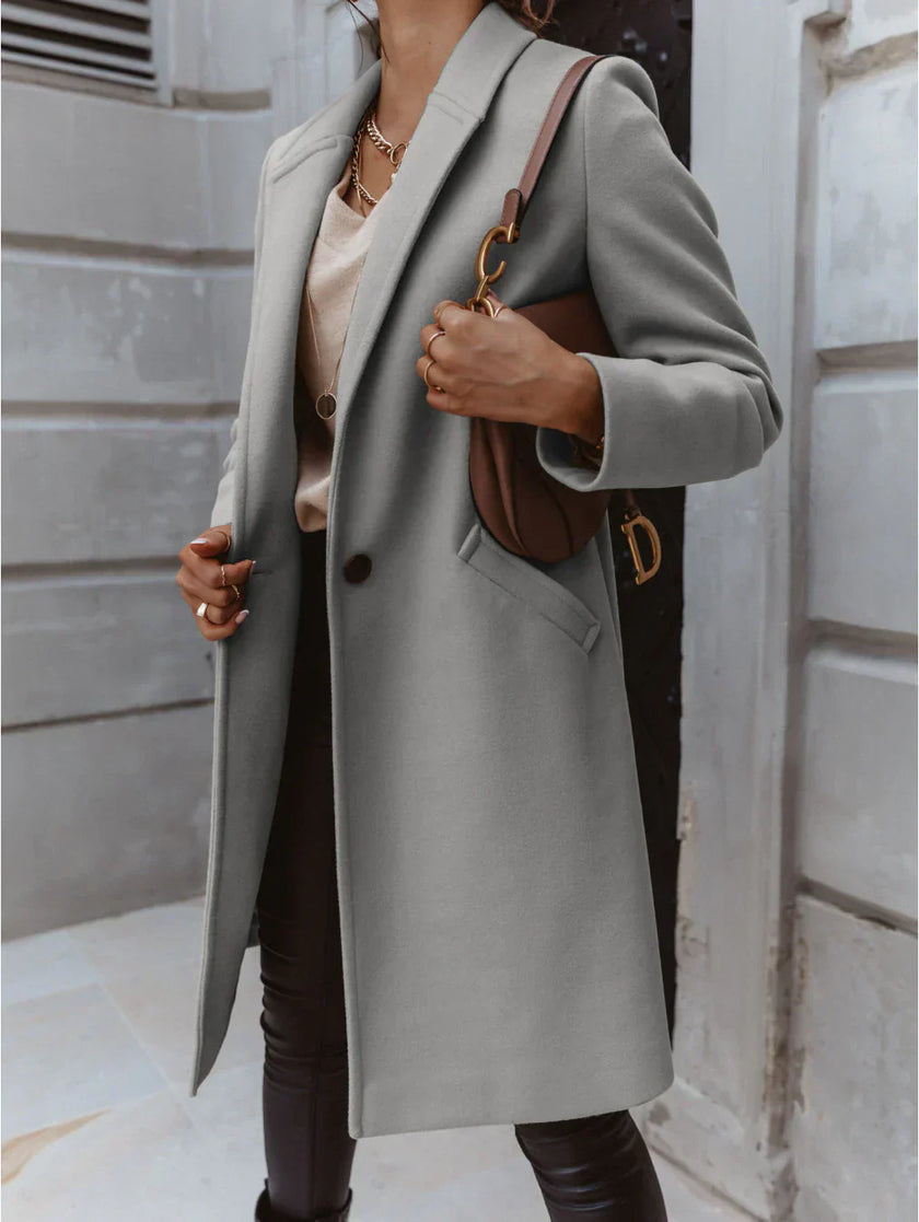 Alexis | Chic Double-Breasted Long Coat – Trendy, Modern Outerwear