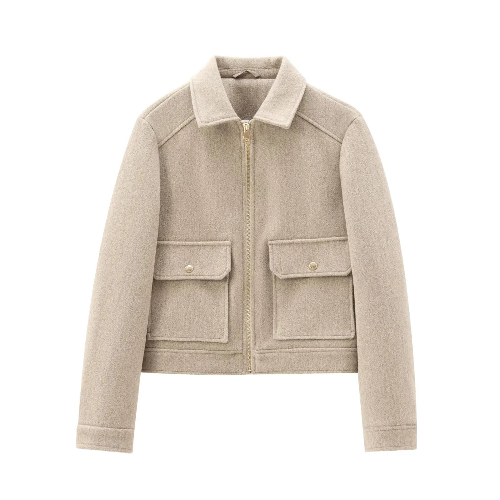 Emily | Zippered Wool Bomber Jacket - Chic & Cozy