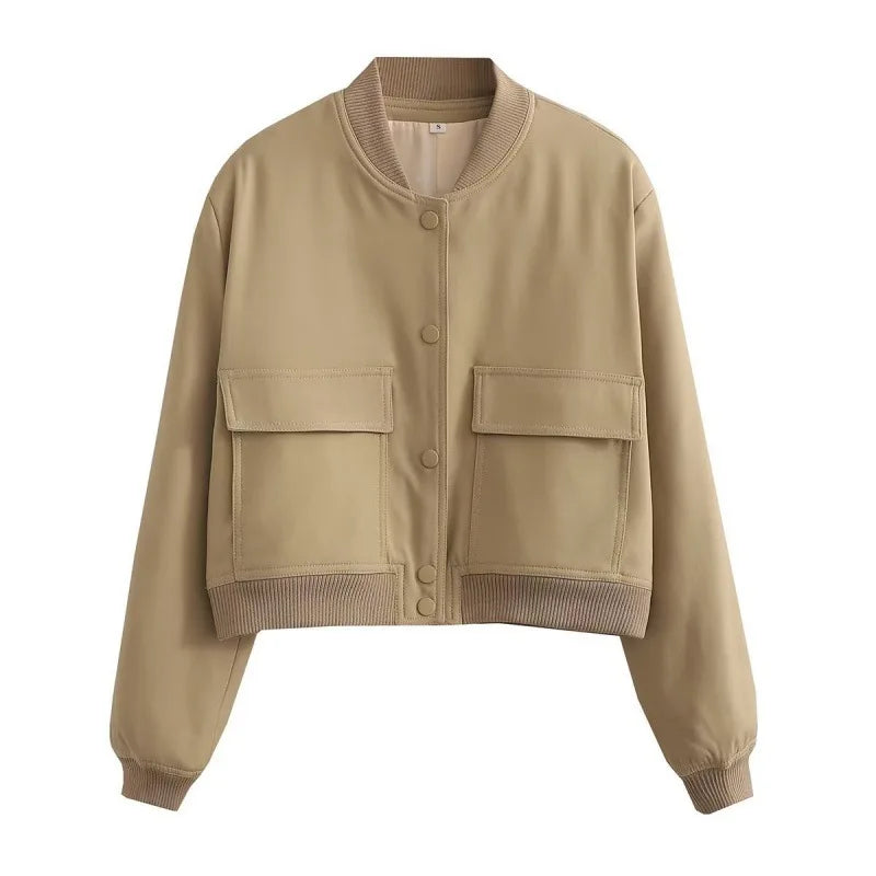 Clara | Casual Bomber Jacket with Front Pockets - Modern Everyday Style