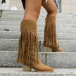 Bella | Fringe High Heel Boots with Studs - Glamorous, Edgy Style
