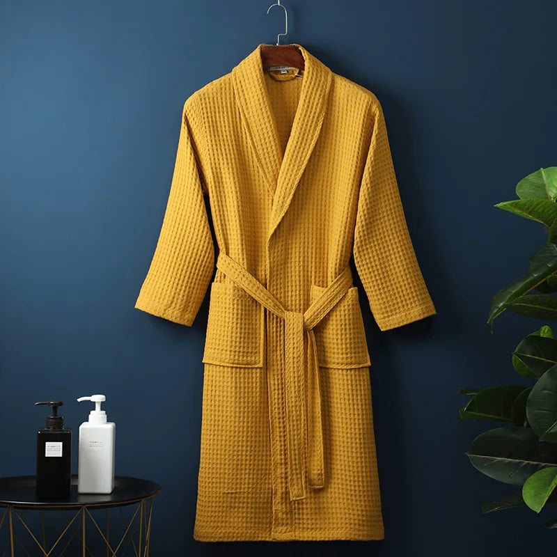 Sarah | Spring Waffle Knit Lounge Robe - Soft, Lightweight Comfort