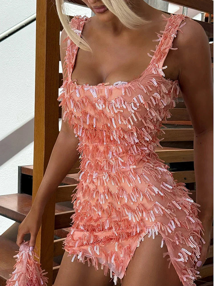 Jenny | Fringe-Feather Cocktail Dress