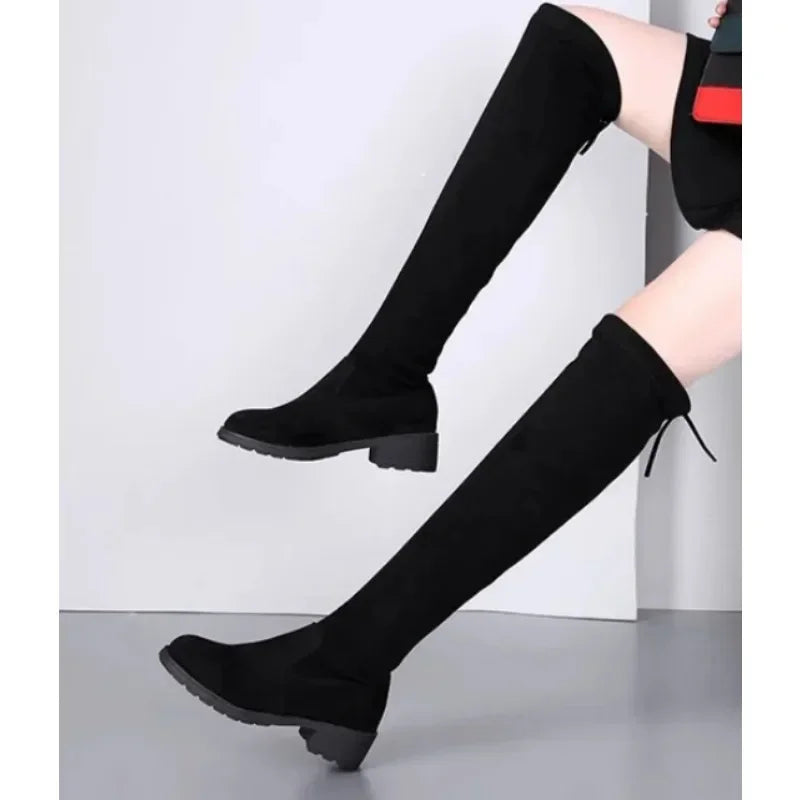 Danielle | Thigh-High Boots with Bold Block Heels