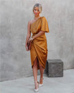 Ava | One-Shoulder Wrap Midi Dress - Elegant & Flattering