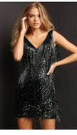 Kimberly | Elegant Cocktail Dress with Feathery Fringe