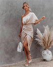 Ava | One-Shoulder Wrap Midi Dress - Elegant & Flattering