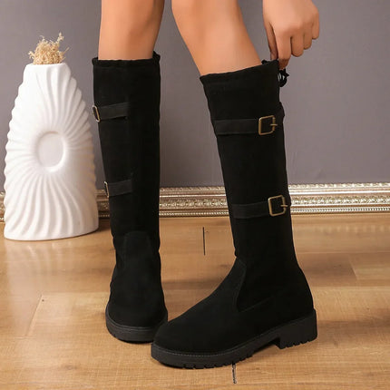 Dana | Knee-High Boots with Buckle and Lace-Up Details
