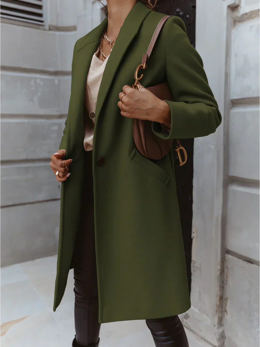Alexis | Chic Double-Breasted Long Coat – Trendy, Modern Outerwear