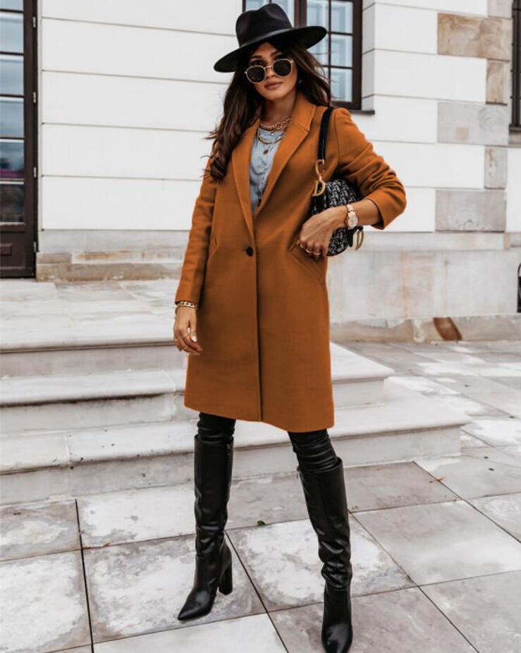 Alexis | Chic Double-Breasted Long Coat – Trendy, Modern Outerwear