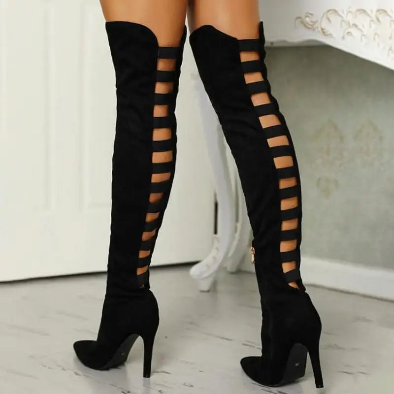 Bella | Cutout Over-the-Knee High Heel Boots – Sleek, Eye-Catching Knee-High Stilettos