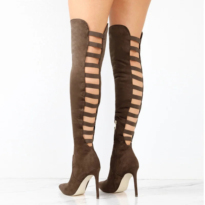 Bella | Cutout Over-the-Knee High Heel Boots – Sleek, Eye-Catching Knee-High Stilettos