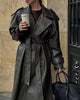 Audrey | Winter Long Trench Leather Coat - Sleek, Timeless Luxury Outerwear