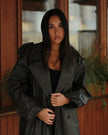 Audrey | Winter Long Trench Leather Coat - Sleek, Timeless Luxury Outerwear