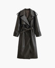 Audrey | Winter Long Trench Leather Coat - Sleek, Timeless Luxury Outerwear