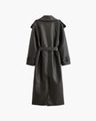 Audrey | Winter Long Trench Leather Coat - Sleek, Timeless Luxury Outerwear