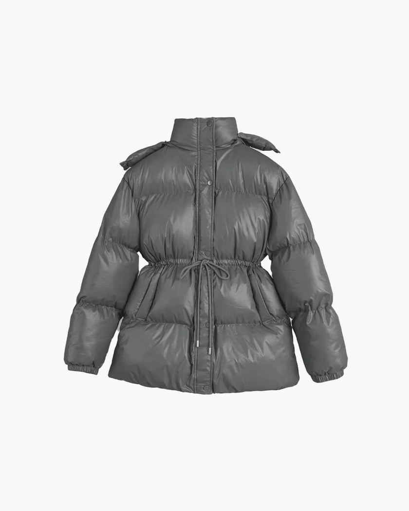 Chloe | Winter Shimmer Drawstring Puffer Jacket