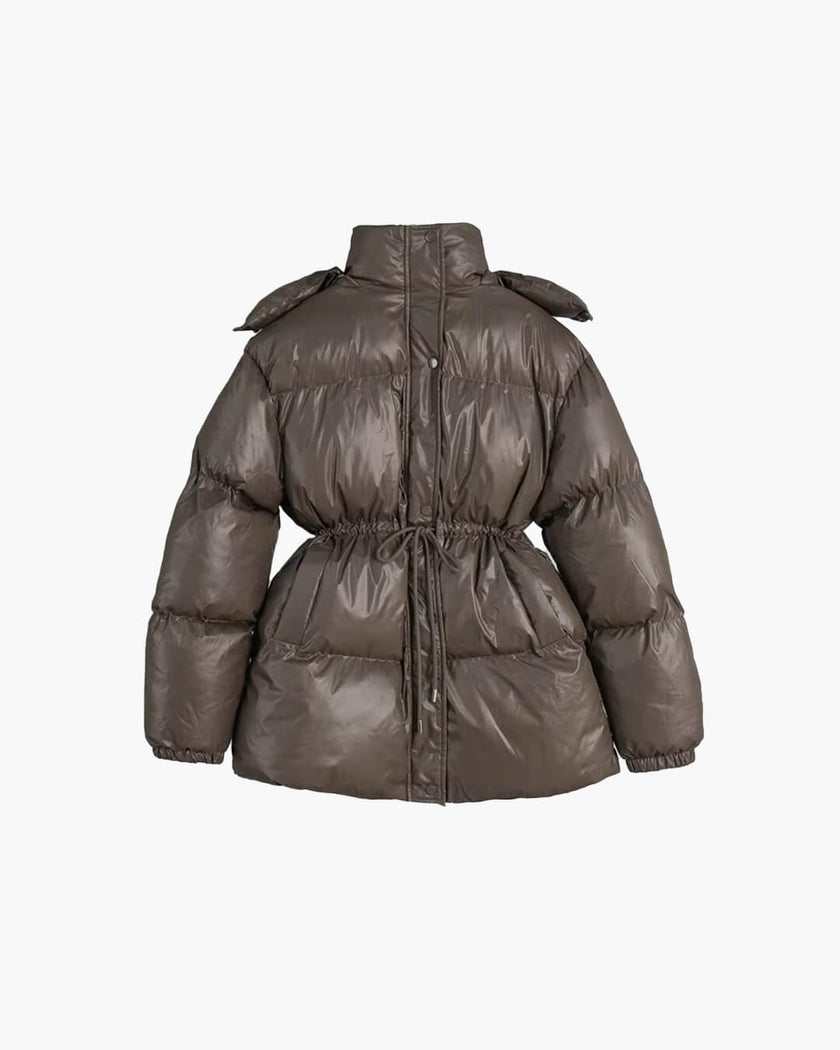 Chloe | Winter Shimmer Drawstring Puffer Jacket
