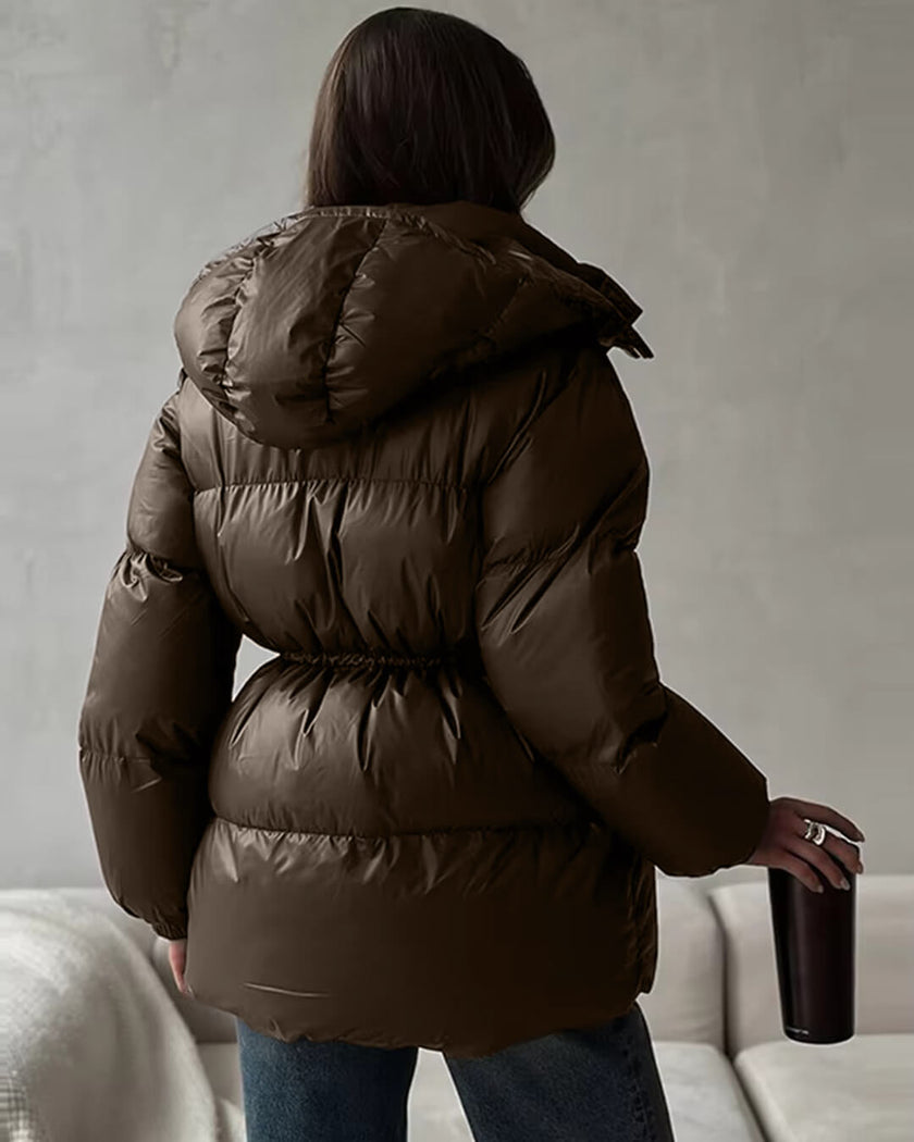 Chloe | Winter Shimmer Drawstring Puffer Jacket