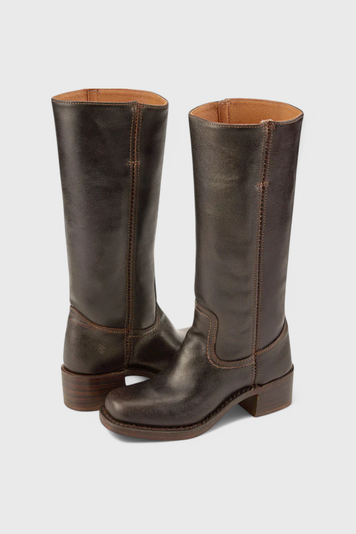 Ella | Leather Knee-High Boots with Heels – Sleek, Timeless Style