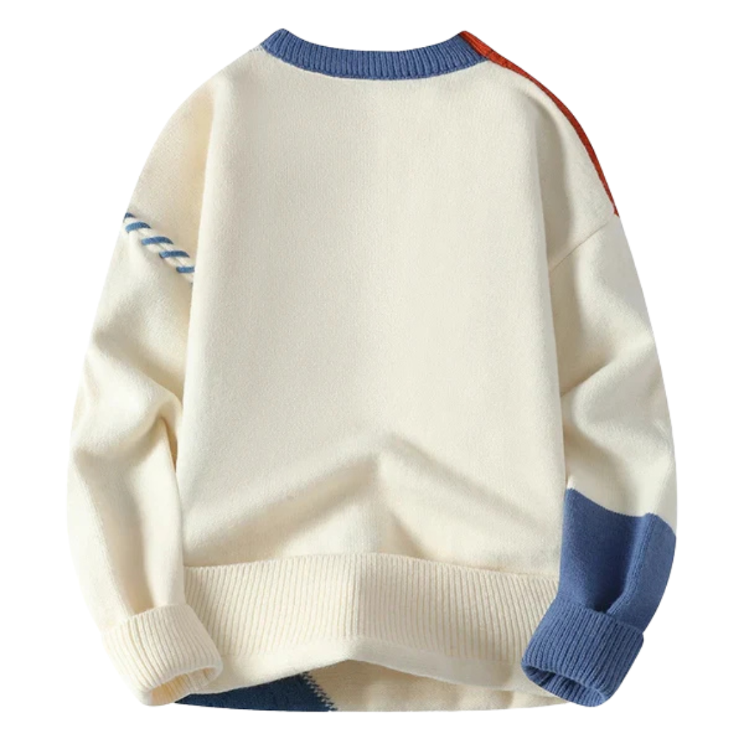 Stylish Cable Knit Sweater for Men with Textured Patchwork Design | Versatile Layering for Comfort 1