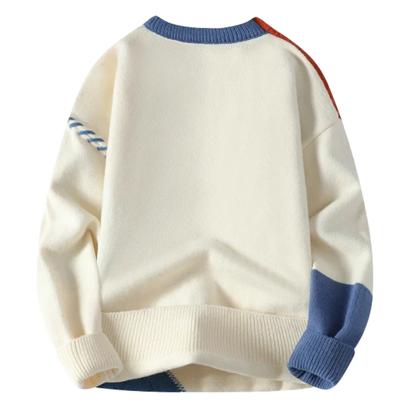 Stylish Cable Knit Sweater for Men with Textured Patchwork Design | Versatile Layering for Comfort 1