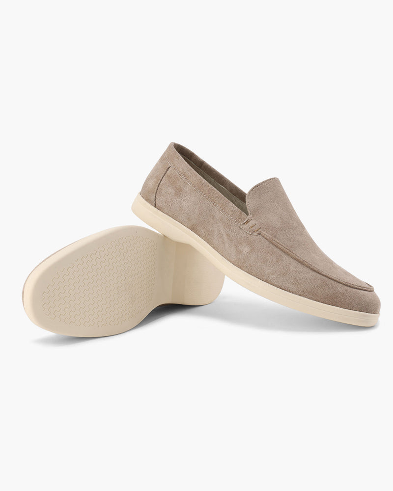 Stylish Men's Suede Loafers with Textured Upper & Contrast Sole | Versatile Slip-On Shoes for Everyday Comfort 0