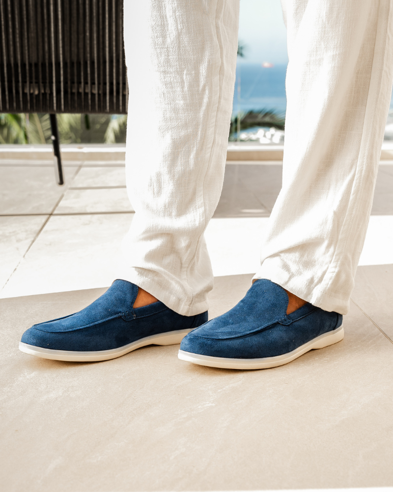 Stylish Men's Suede Loafers with Textured Upper & Contrast Sole | Versatile Slip-On Shoes for Everyday Comfort 1