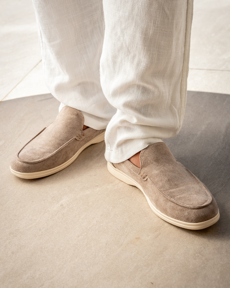 Stylish Men's Suede Loafers with Textured Upper & Contrast Sole | Versatile Slip-On Shoes for Everyday Comfort 2