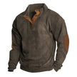 Stylish Ribbed Men's Sweater with Button Placket & Contrasting Elbow Patches | Versatile Layering Option for Cool Days 2