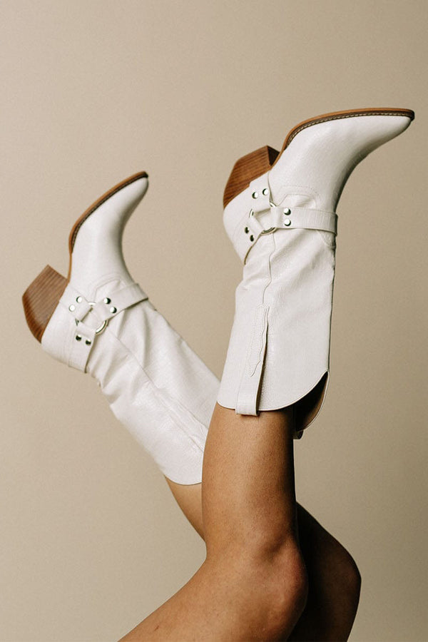 Clara | Chic Western Boots with Belt Detail