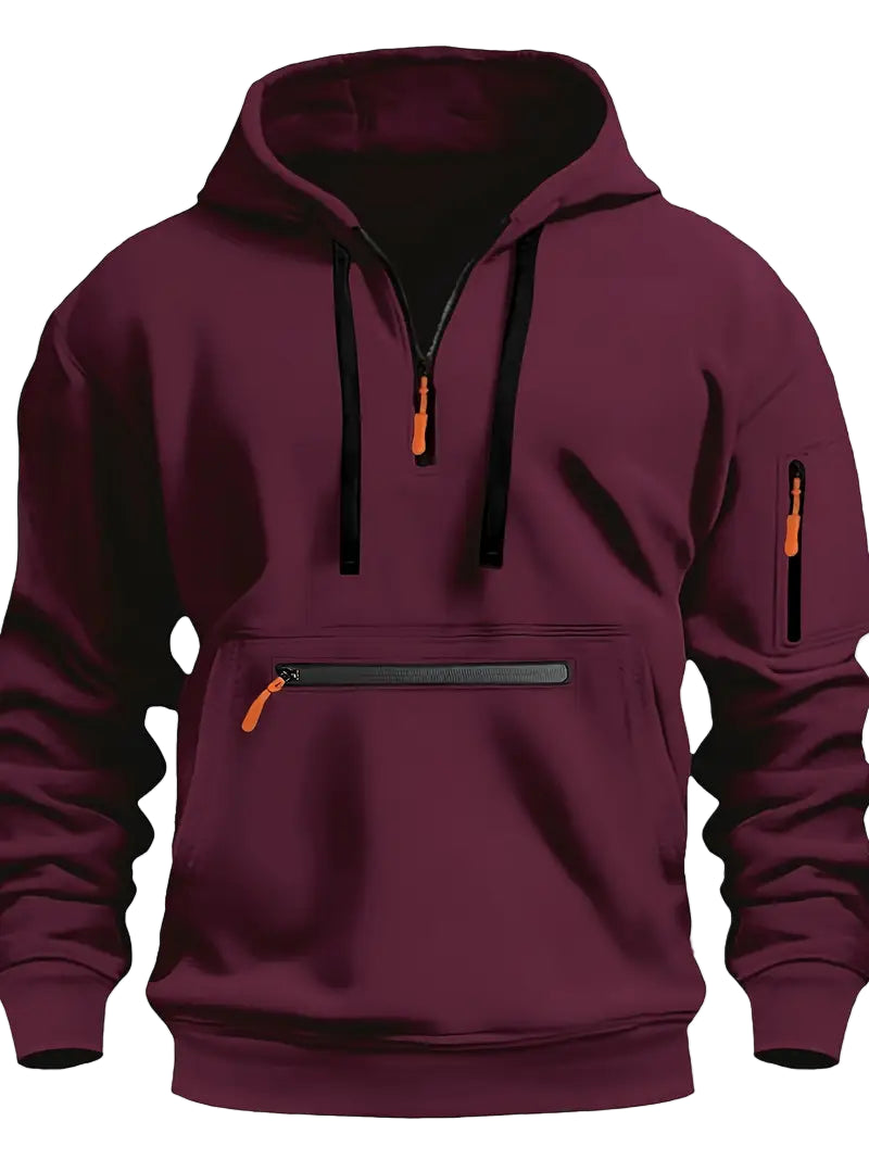 Urban Style | Men's Hoodie Sweater with Zippers & Adjustable Hood | Versatile Pullover for Modern Looks 1