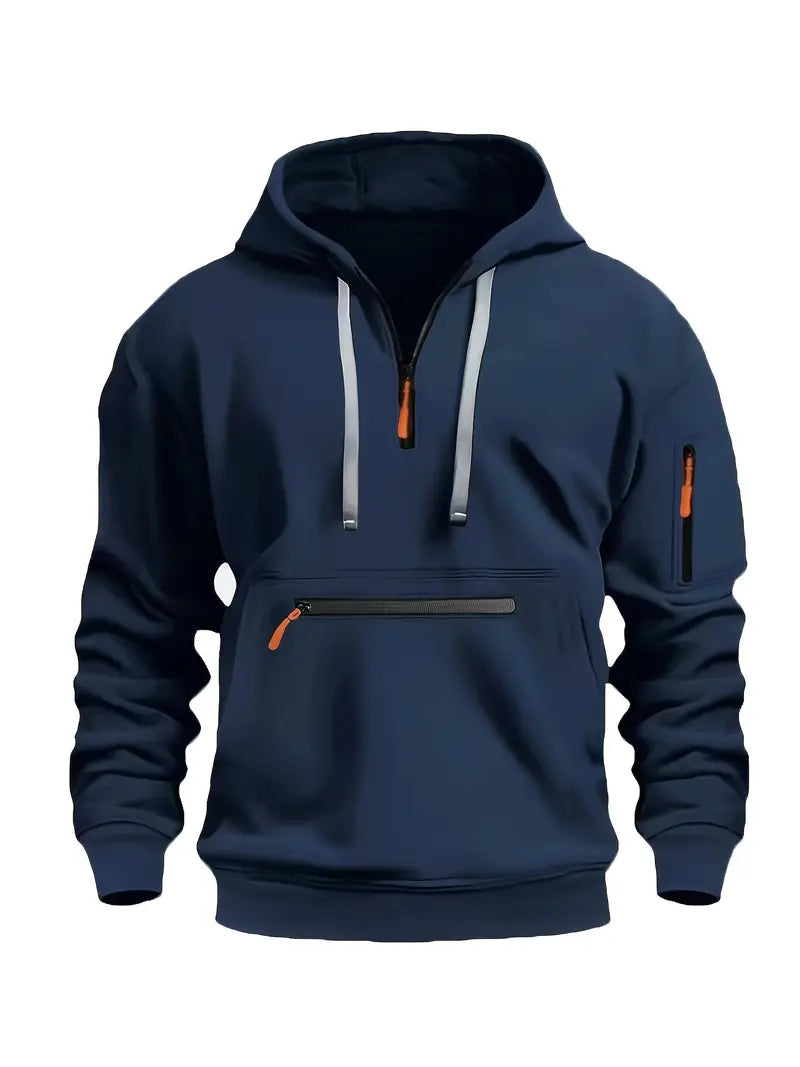 Urban Style | Men's Hoodie Sweater with Zippers & Adjustable Hood | Versatile Pullover for Modern Looks 8