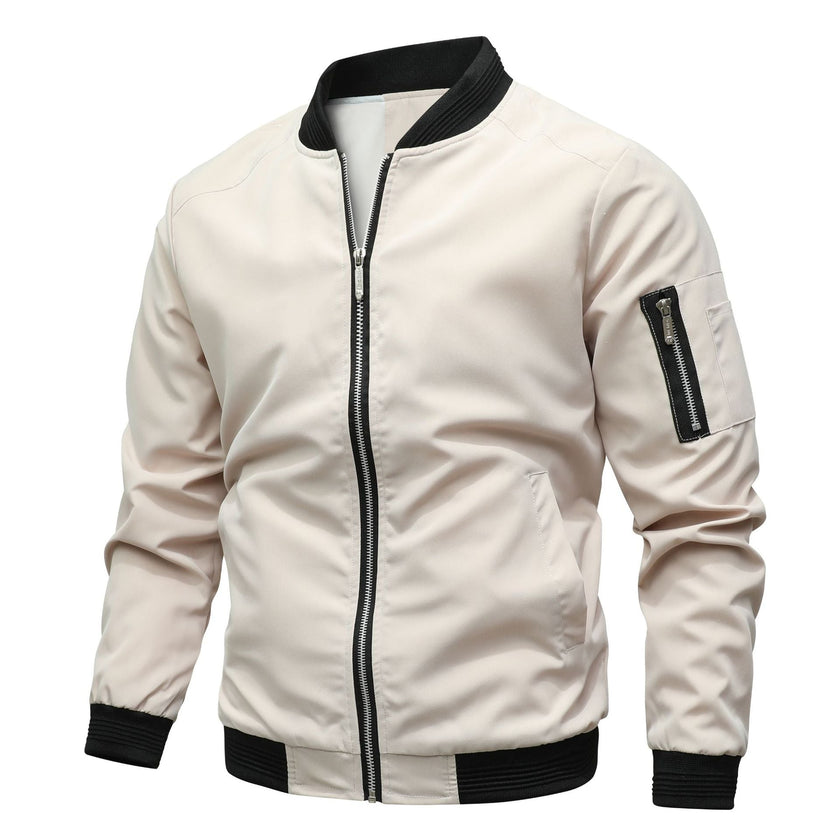 Urban Style | Men's Jacket with Ribbed Trim & Sleeve Pocket | Versatile Bomber for Year-Round Wear 1