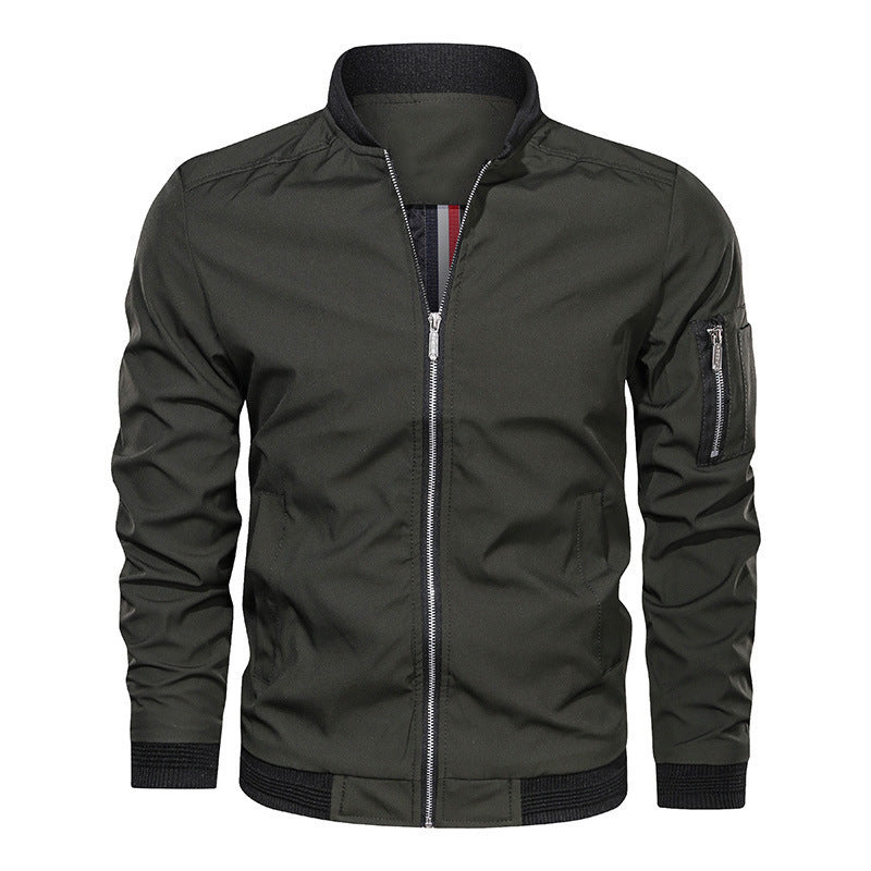Urban Style | Men's Jacket with Ribbed Trim & Sleeve Pocket | Versatile Bomber for Year-Round Wear 3