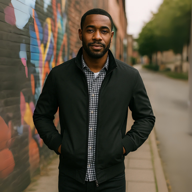 Urban Style | Men's Zip-Front Bomber Jacket with Ribbed Cuffs | Structured Fit for Autumn Comfort 2