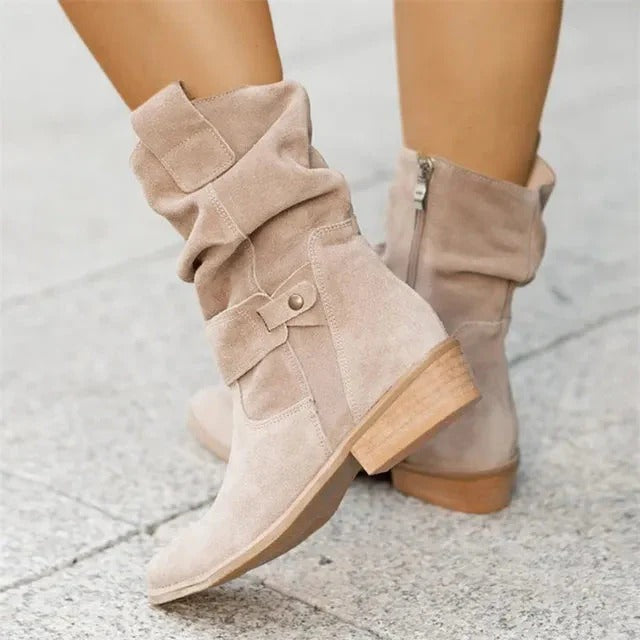 Ashley | Winter Suede Slouchy Ankle Boots – Cozy, Fashion-Forward Winter Boots