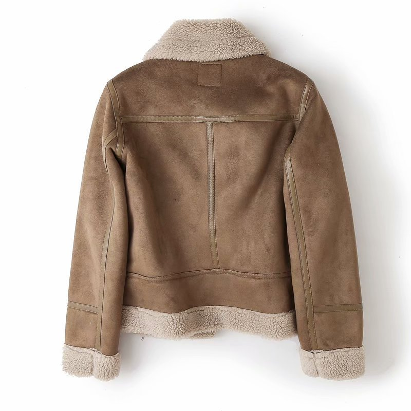 Grace | Chic Shearling-Lined Moto Jacket — Timeless Style, Cozy Warmth