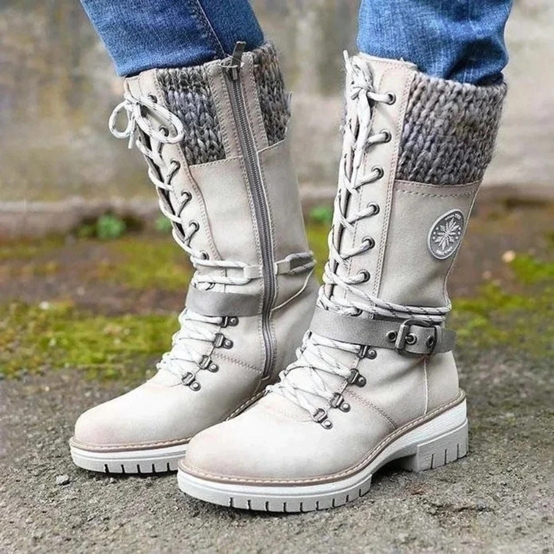 Brooklyn | Lace-Up Winter Boots with Cozy Knit Cuff