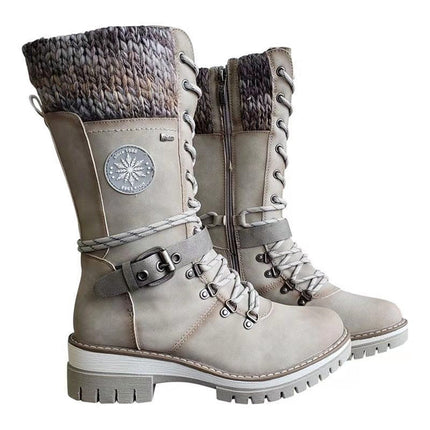 Brooklyn | Lace-Up Winter Boots with Cozy Knit Cuff