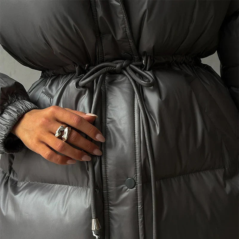 Chloe | Winter Shimmer Drawstring Puffer Jacket