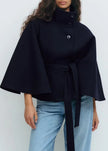 Caitlyn | Spring Belted Cape Coat with High-Neck